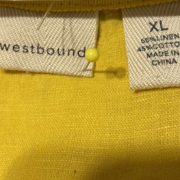 Westbound Linen-Cotton Hoodie Tunic Relaxed Plus Size W XL Mustard Yellow Minor - Picture 3 of 10